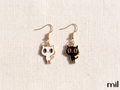 Black and White Cat Dangle Earrings