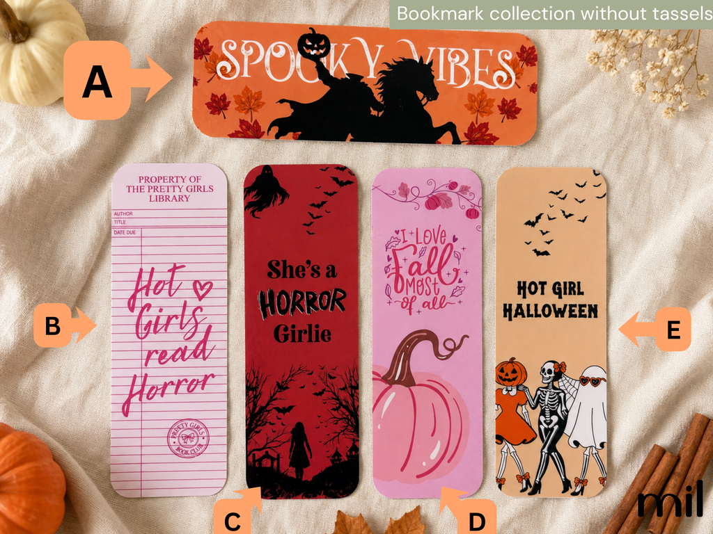 Marque-pages multicolores sur le thème d'Halloween - Modèles littéraires assortis