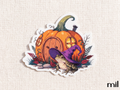 Witchy Frog Pumpkin House Sticker - Cottagecore Whimsical Design