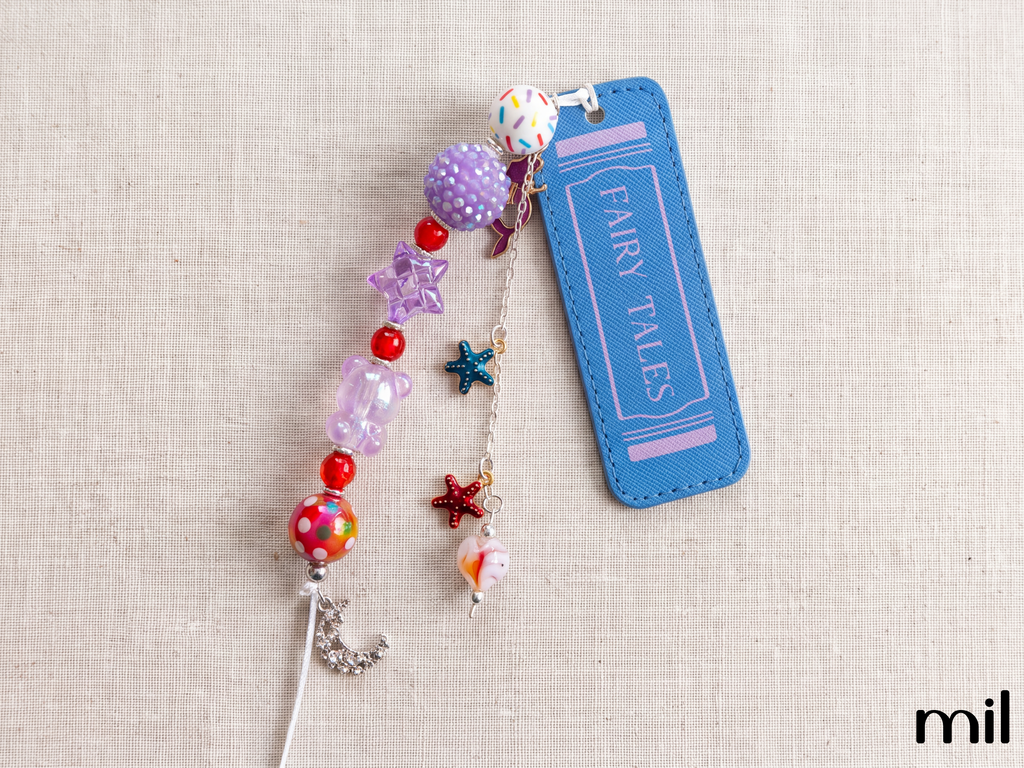Handmade Beaded Leather Fairy Tale Bookmark