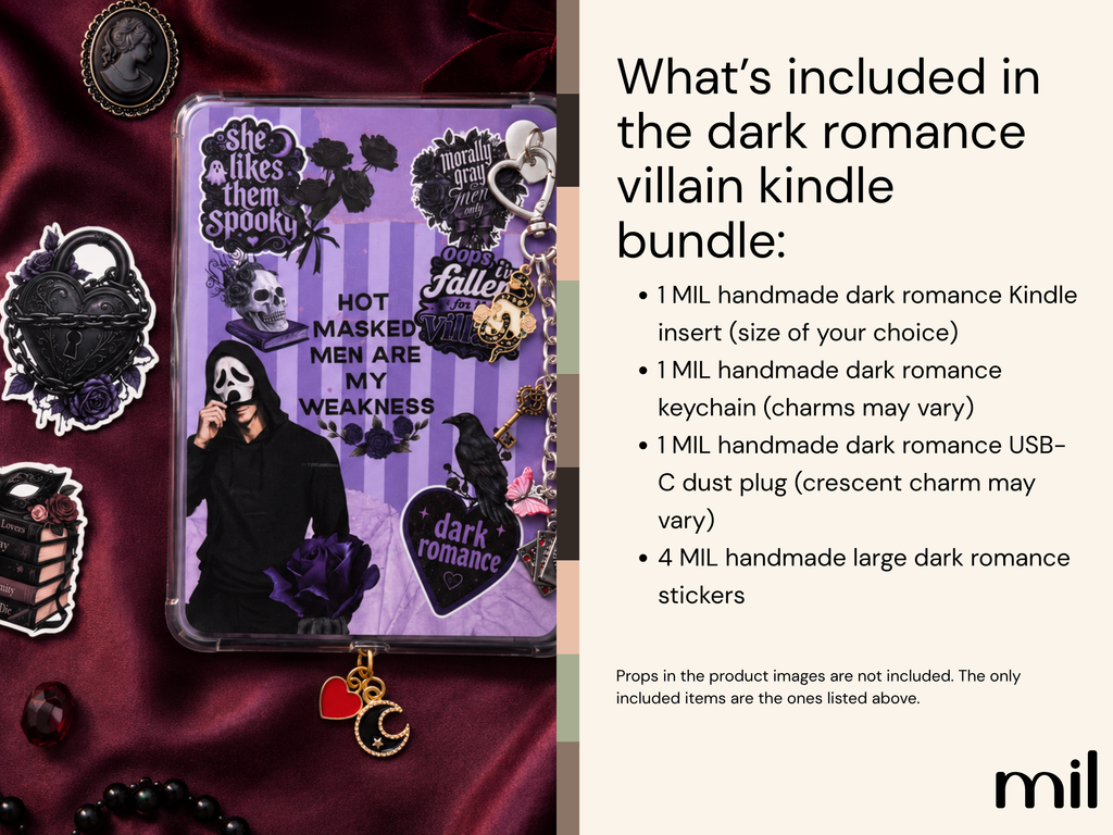 Dark Romance Kindle Insert and Accessories Bookish Bundle