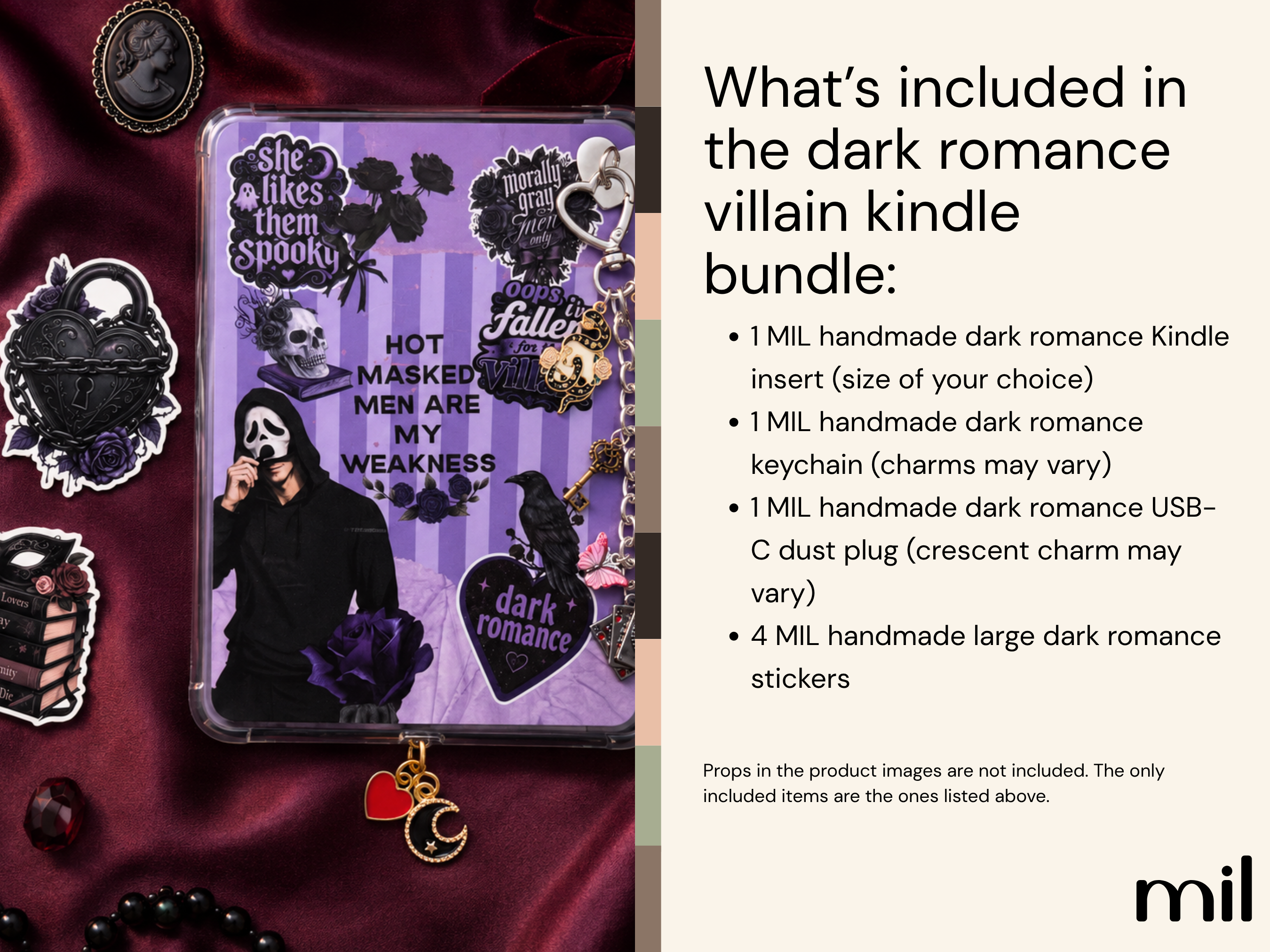 Dark Romance Kindle Insert and Accessories Bookish Bundle
