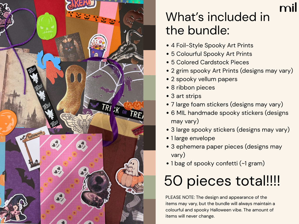 Colorful Halloween Themed Junk Journal Ephemera Kit