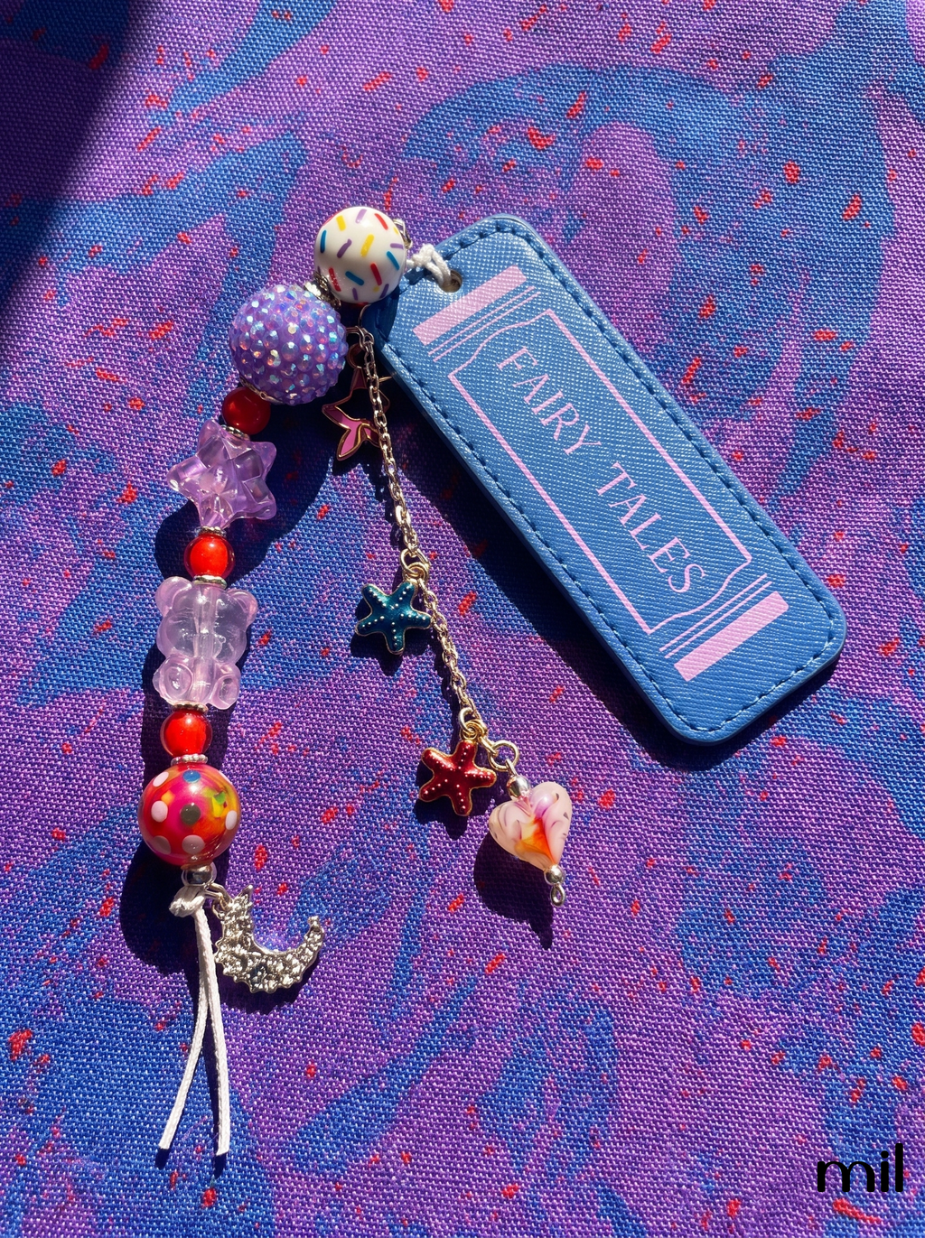 Handmade Beaded Leather Fairy Tale Bookmark