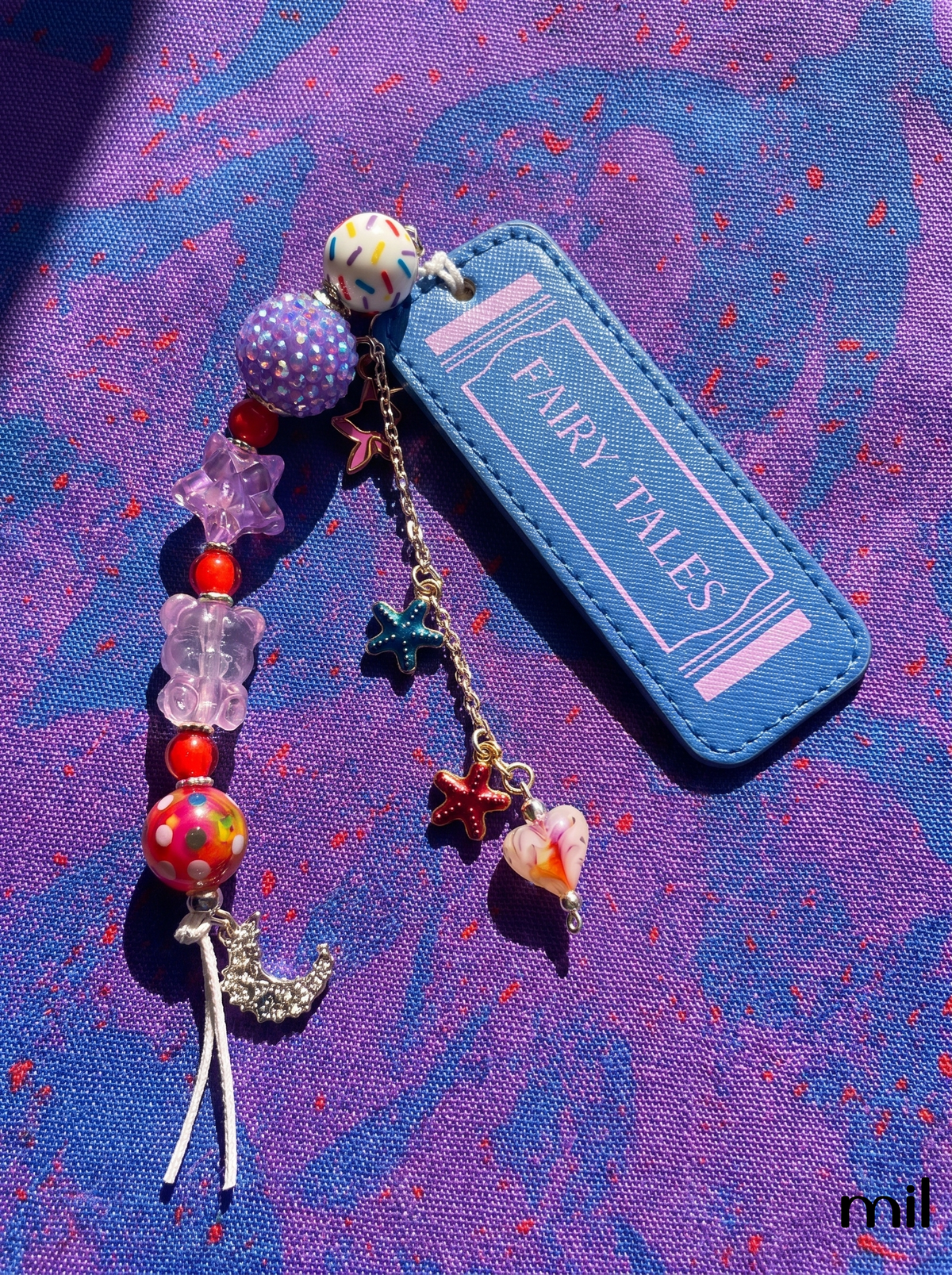 Handmade Beaded Leather Fairy Tale Bookmark