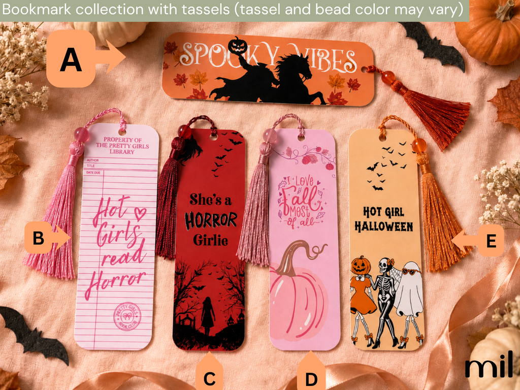 Marque-pages multicolores sur le thème d'Halloween - Modèles littéraires assortis