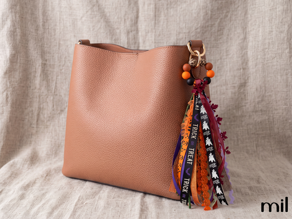 Handmade Halloween Vibes Ribbon Layered Keychain
