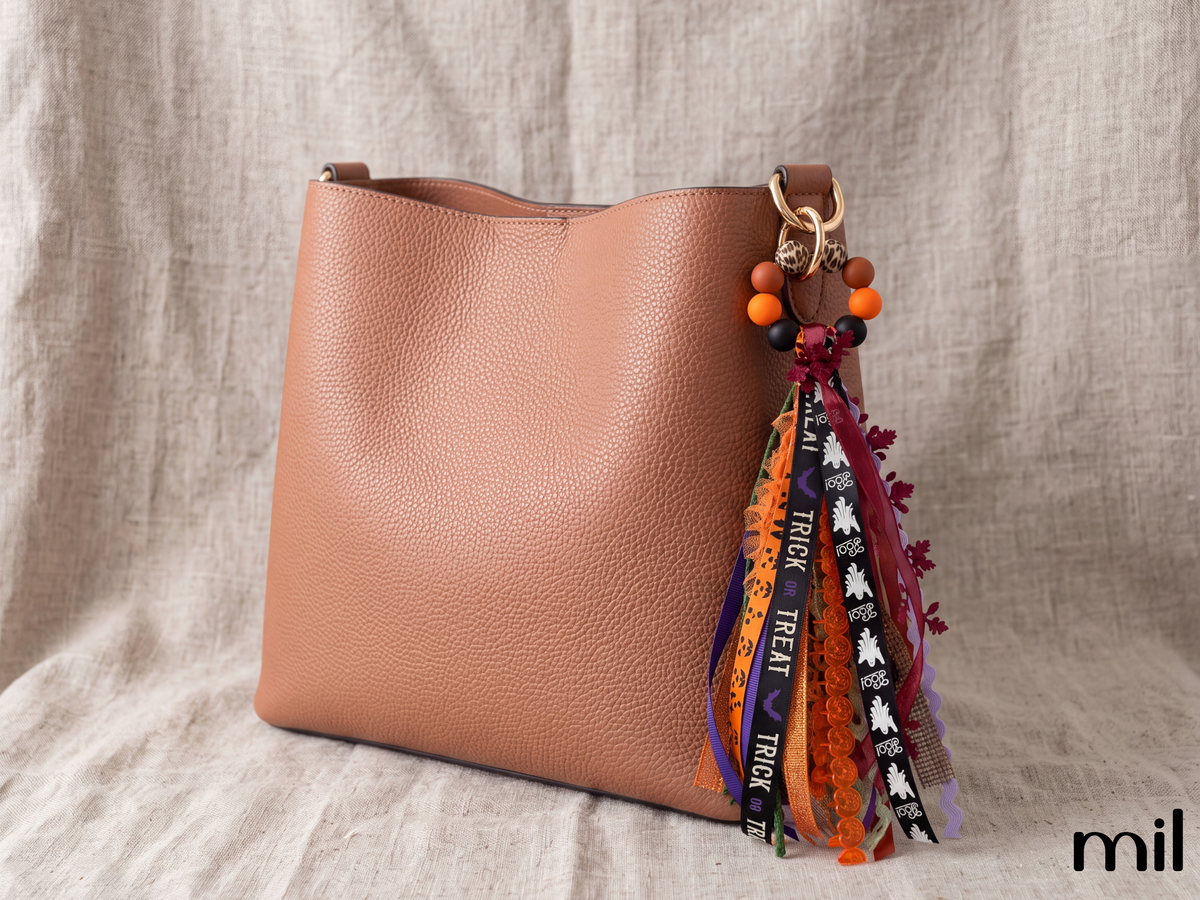 Handmade Halloween Vibes Ribbon Layered Keychain