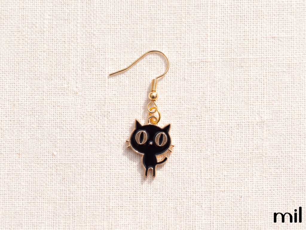 Black and White Cat Dangle Earrings