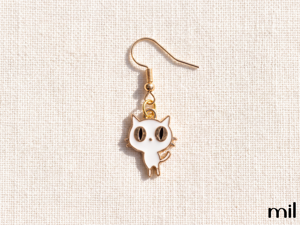 Black and White Cat Dangle Earrings