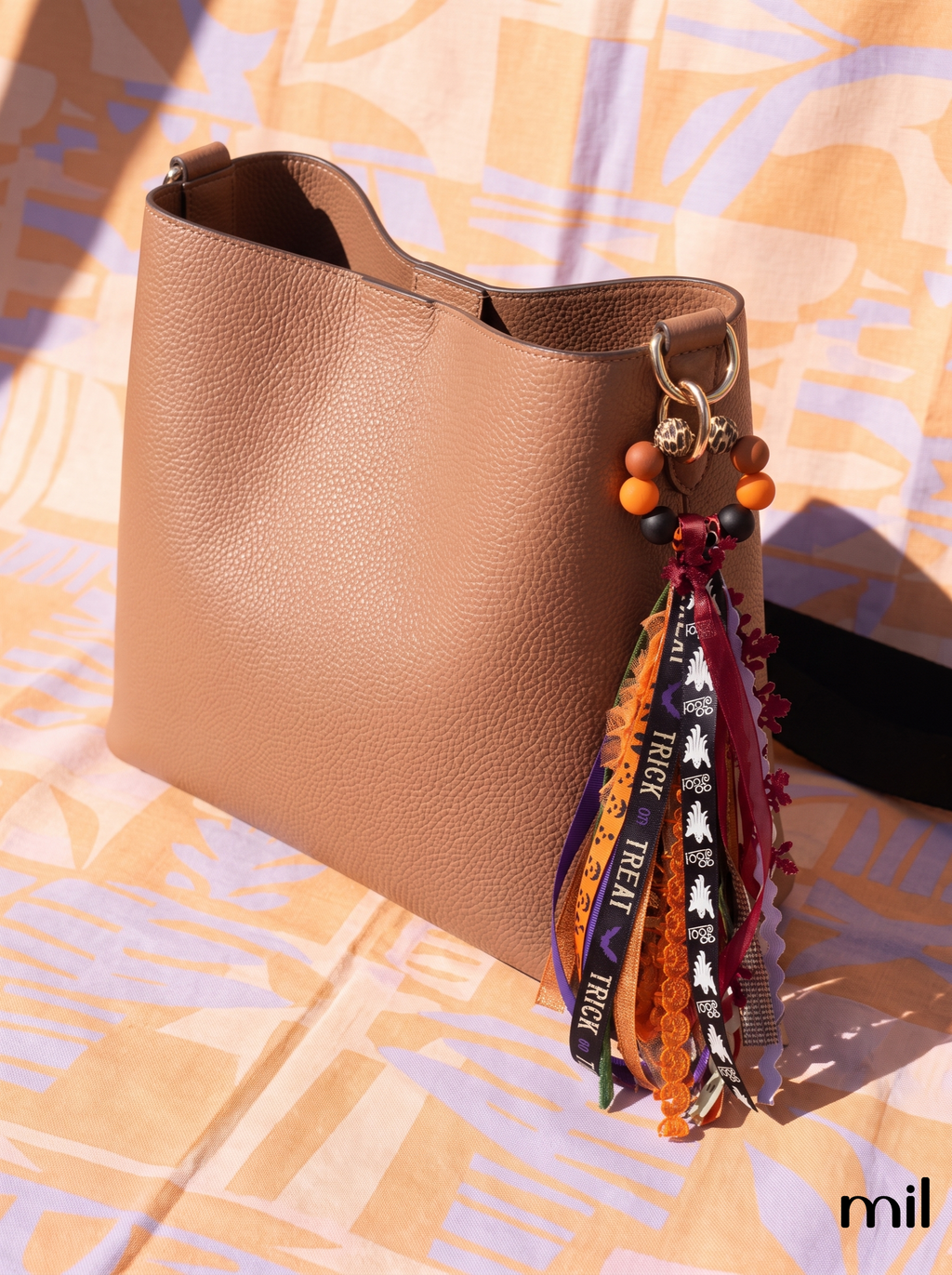 Handmade Halloween Vibes Ribbon Layered Keychain