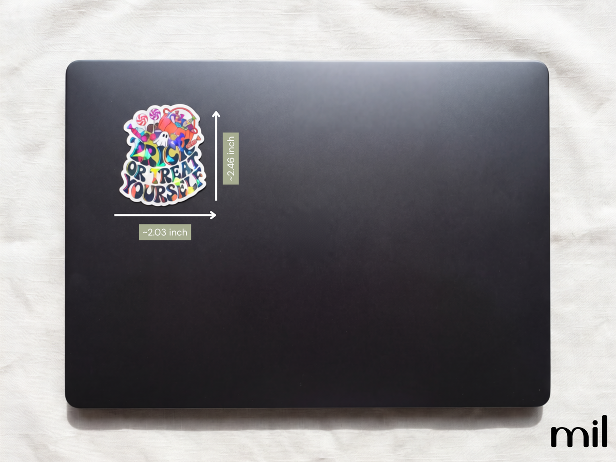 Trick or Treat Yourself Holographic Sticker - Fun Halloween Design