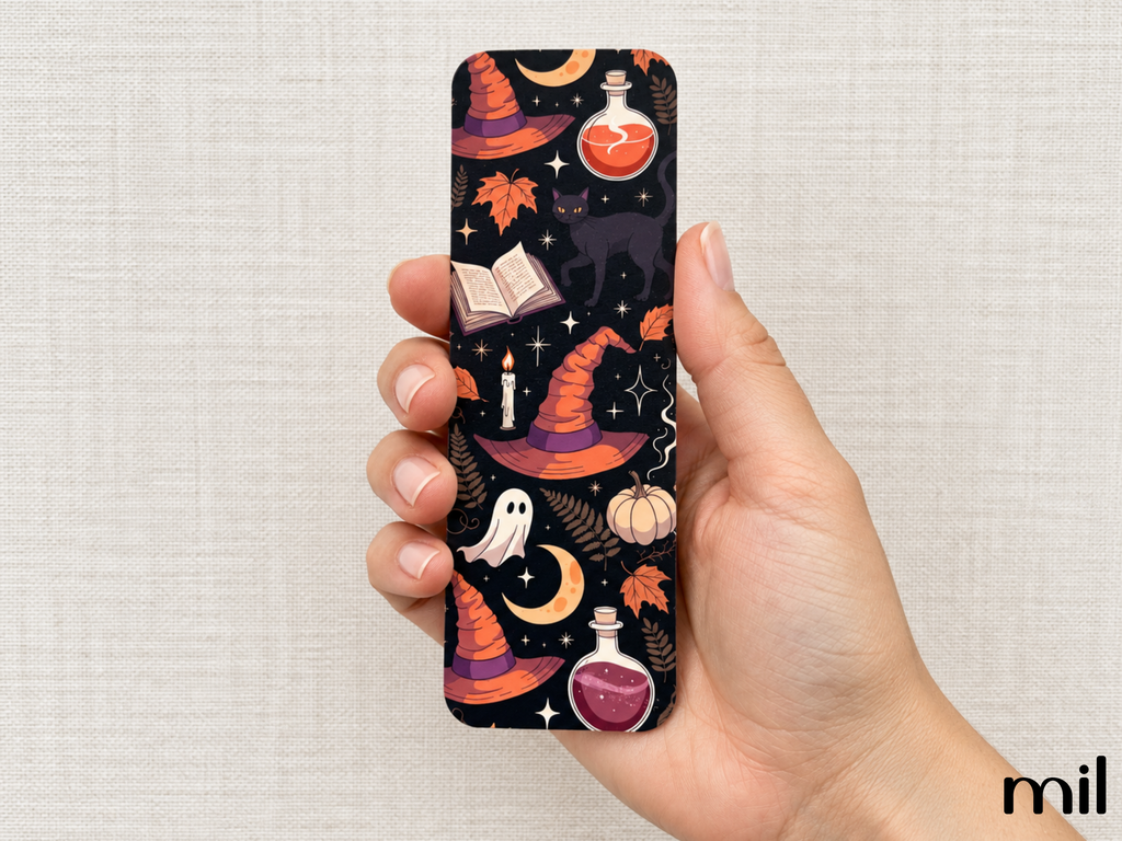 Fall Halloween Pattern Bookish Bookmarks - Laminated with Tassel Designs