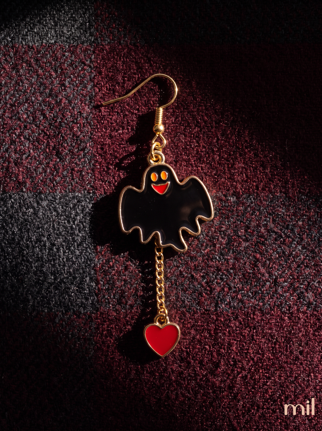 Ensemble de boucles d’oreilles fantômes d’Halloween faites main avec breloques cœur - Boucles d’oreilles pendantes