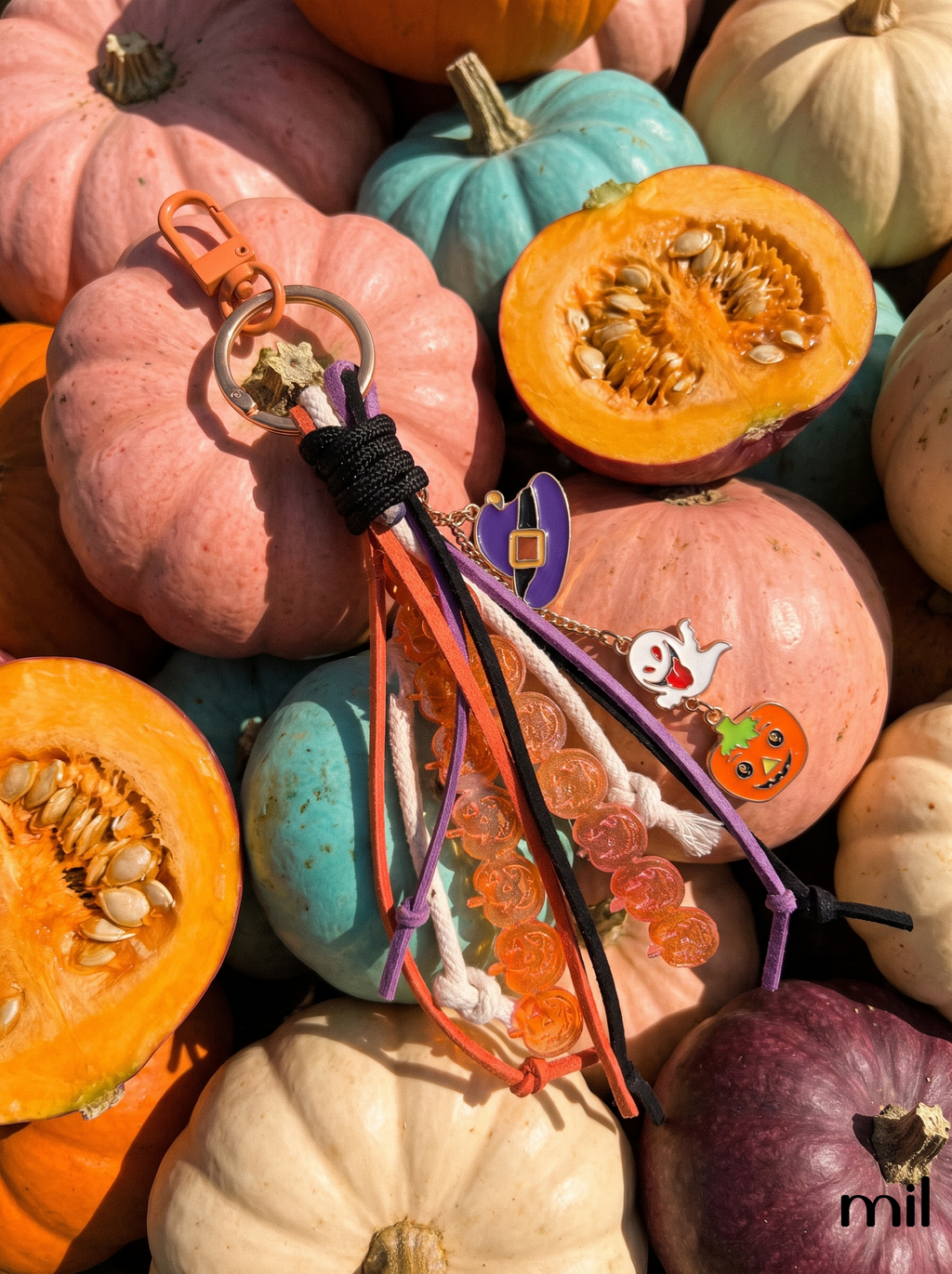 Handmade Halloween Bag Charm Keychain With Enamel Charms