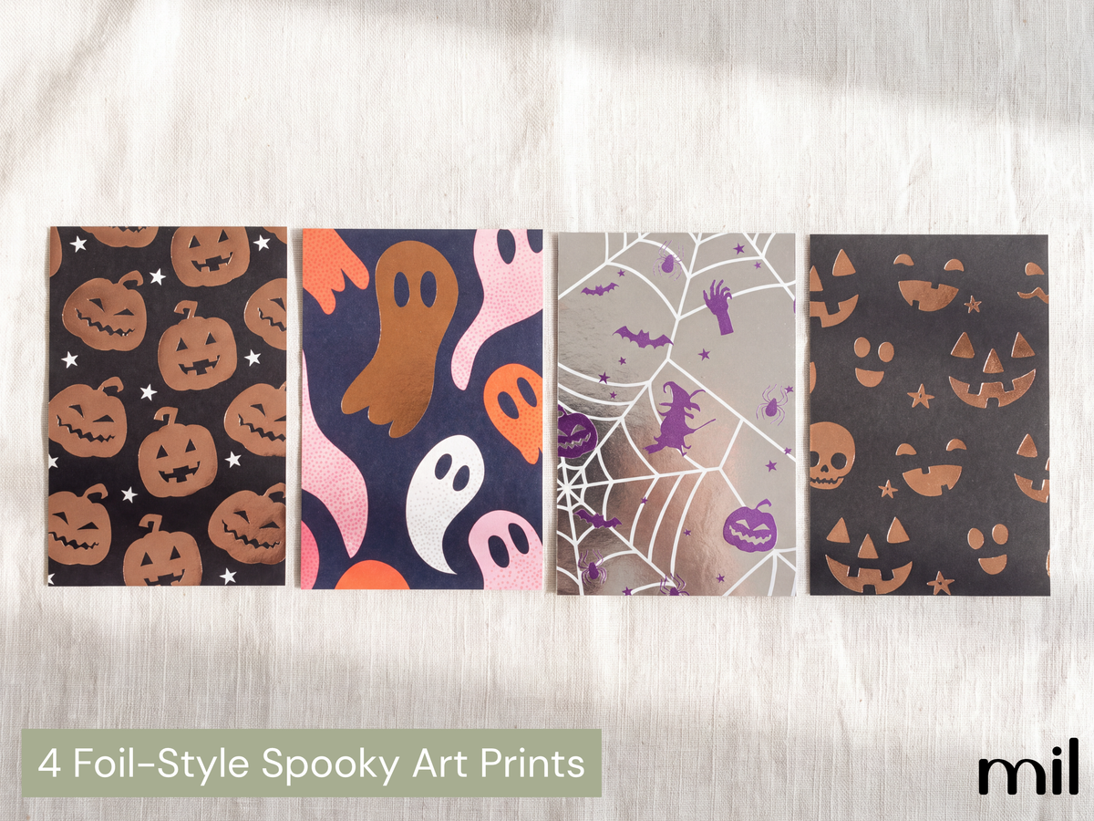 Colorful Halloween Themed Junk Journal Ephemera Kit
