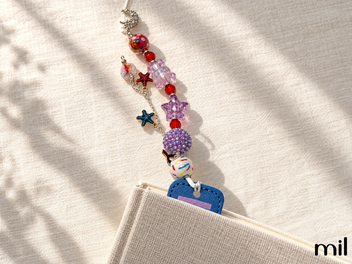 Handmade Beaded Leather Fairy Tale Bookmark