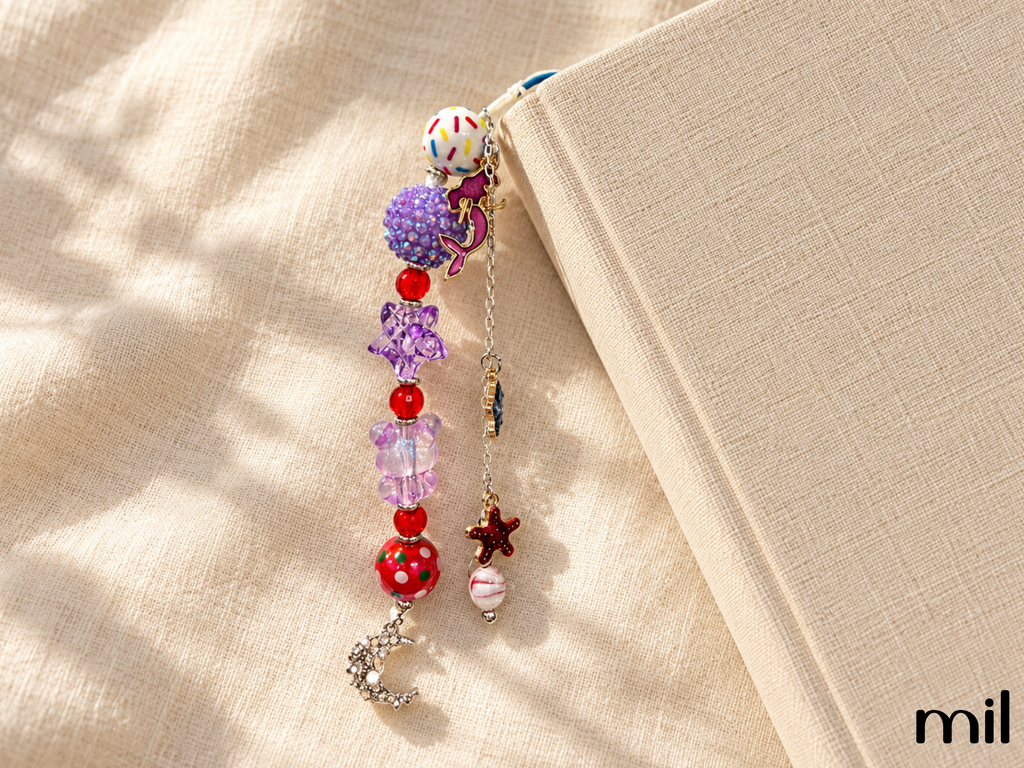 Handmade Beaded Leather Fairy Tale Bookmark
