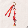 Red Heart Cake Themed Bright Dessert Keychain