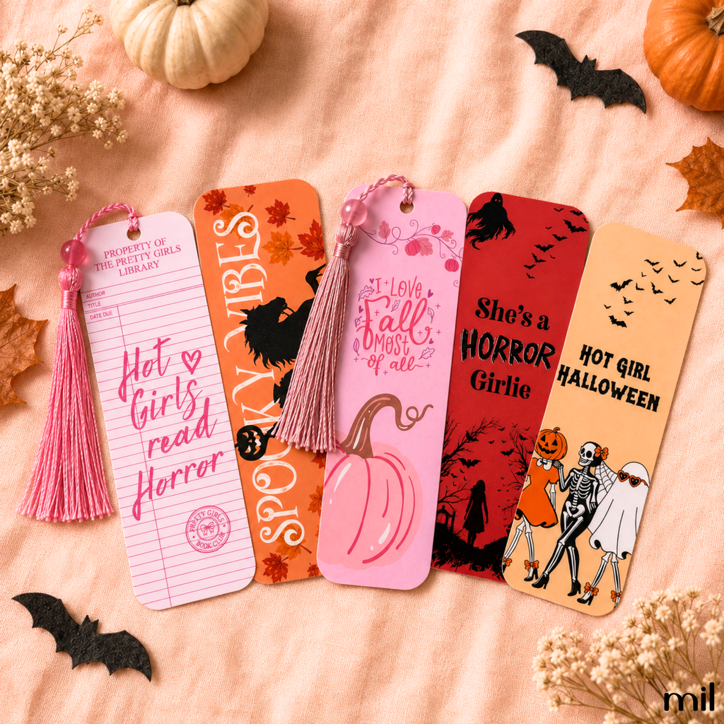 Marque-pages multicolores sur le thème d'Halloween - Modèles littéraires assortis