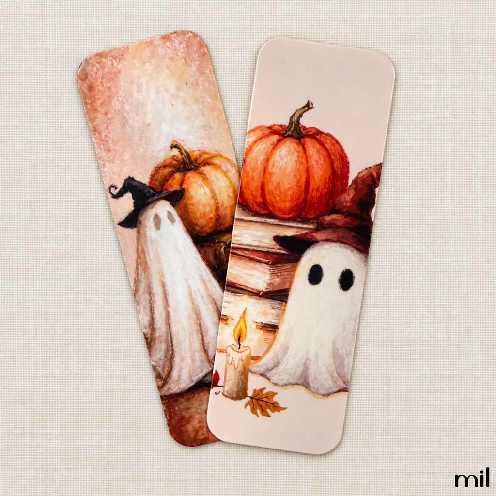 Ghost Pumpkin Themed Bookish Bookmarks