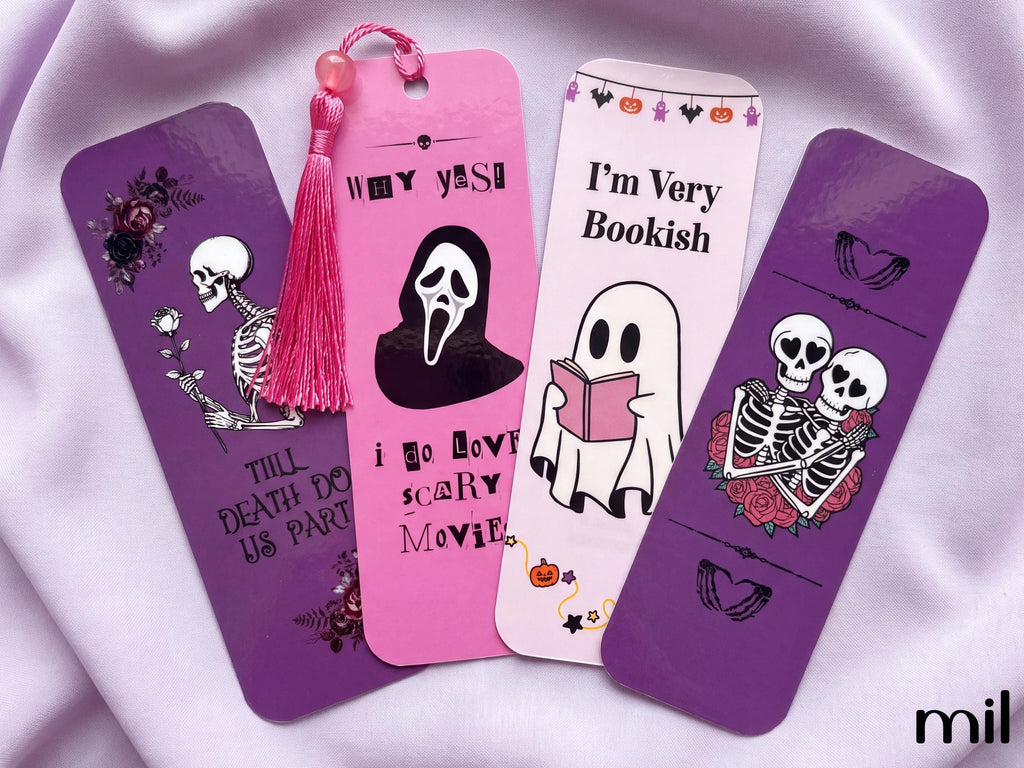 Spooky Halloween Bookmarks Pink and Purple Color Set