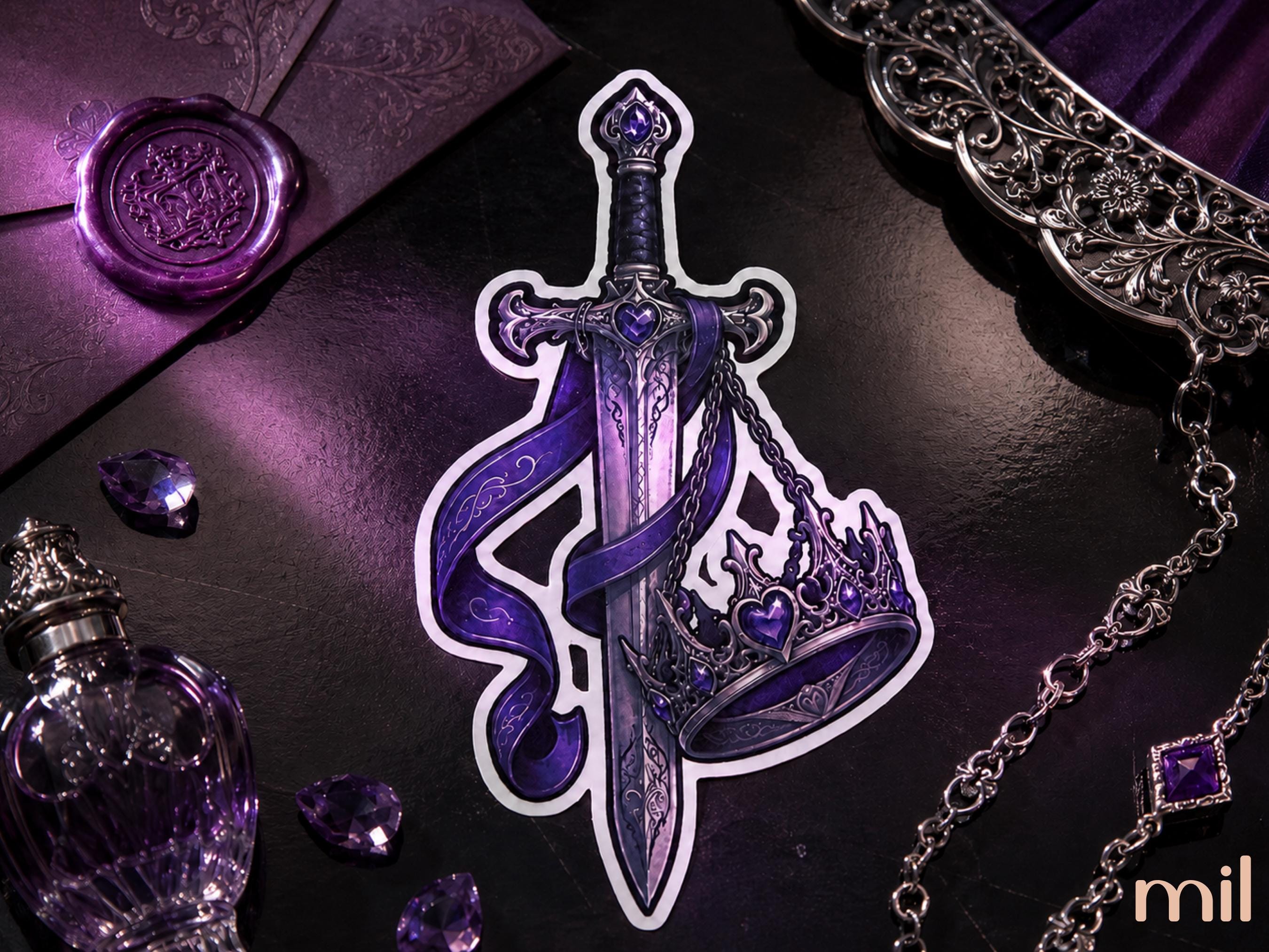 Purple Dark Fantasy Masquerade Sticker Set | Bookish Stickers for Kindle