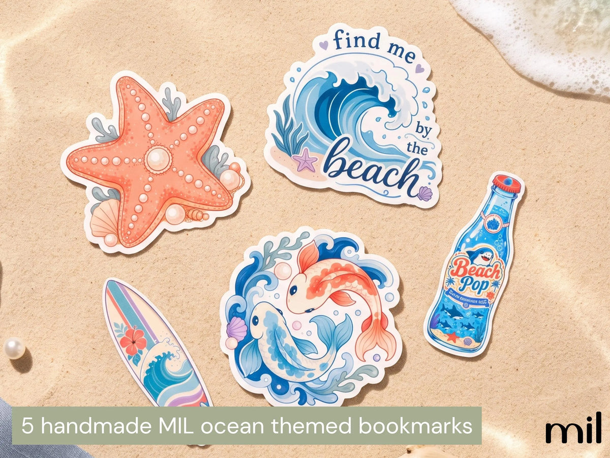 Ocean Themed Stationery Bookish Bundle – Stickers, Bookmarks, Pens