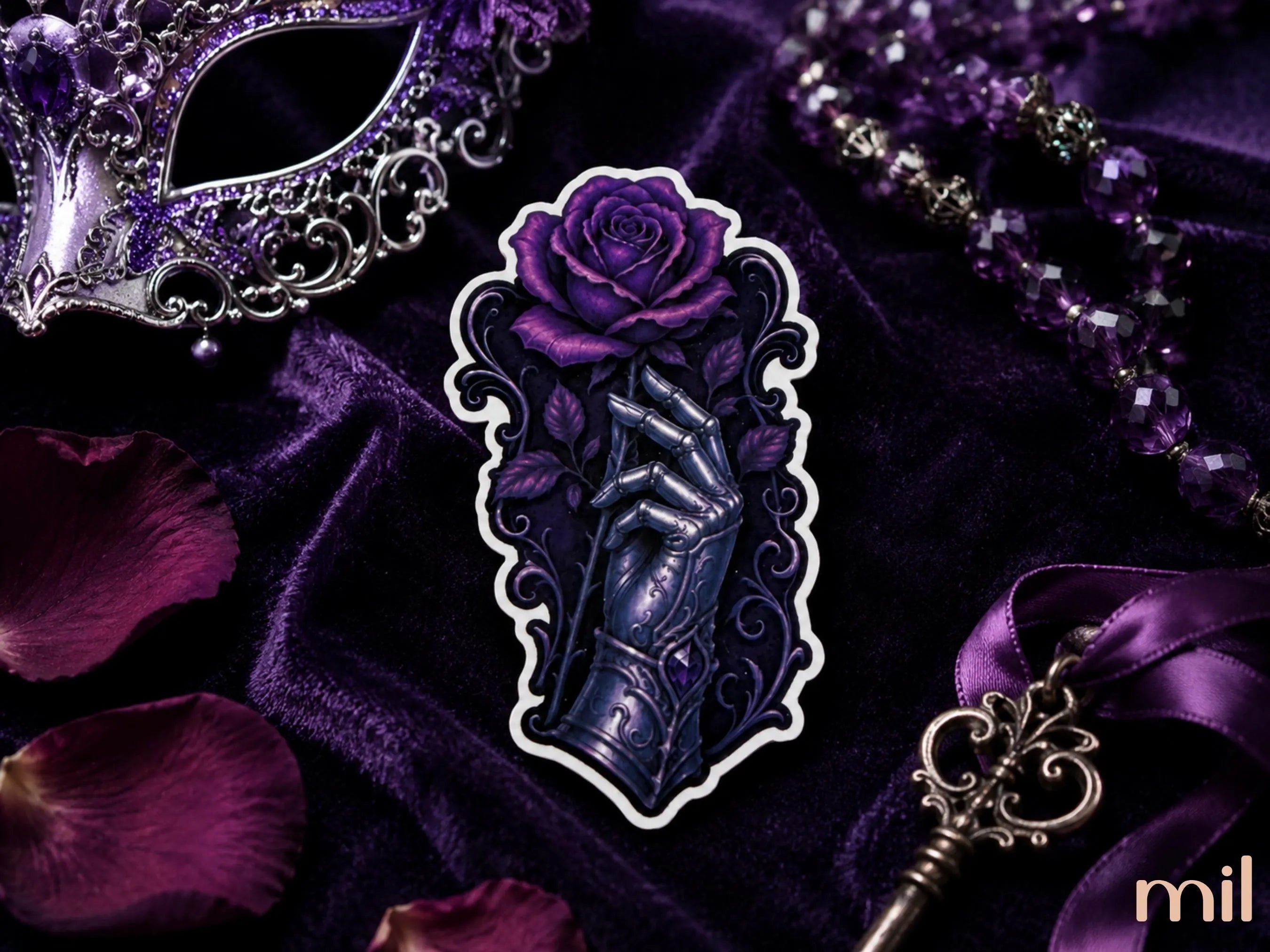 Purple Dark Fantasy Masquerade Sticker Set | Bookish Stickers for Kindle