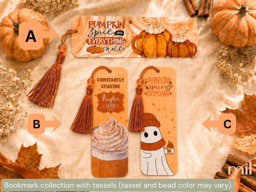 Pumpkin Spice Themed Halloween Bookmarks