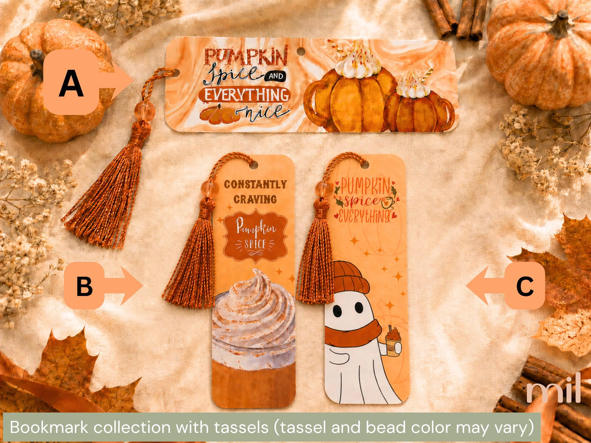 Pumpkin Spice Themed Halloween Bookmarks