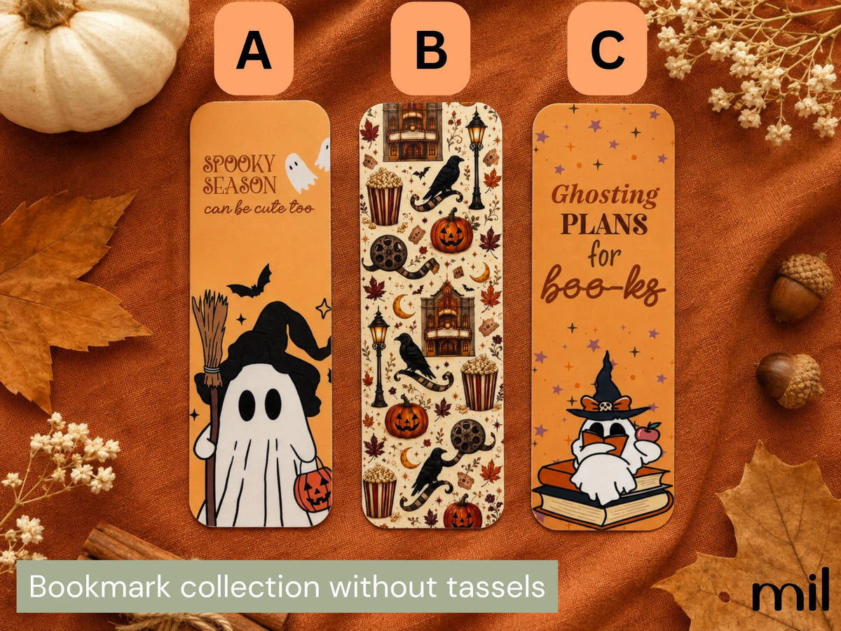 Halloween Bookmark Set - Spooky Ghosts, Pumpkins, Ravens
