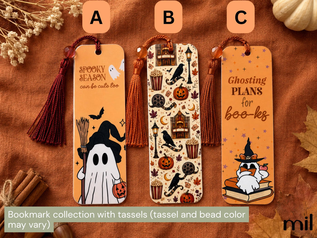 Halloween Bookmark Set - Spooky Ghosts, Pumpkins, Ravens