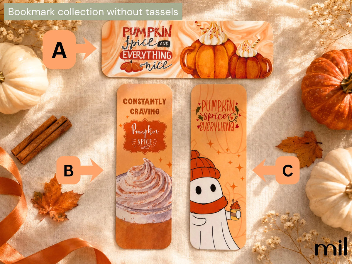Pumpkin Spice Themed Halloween Bookmarks