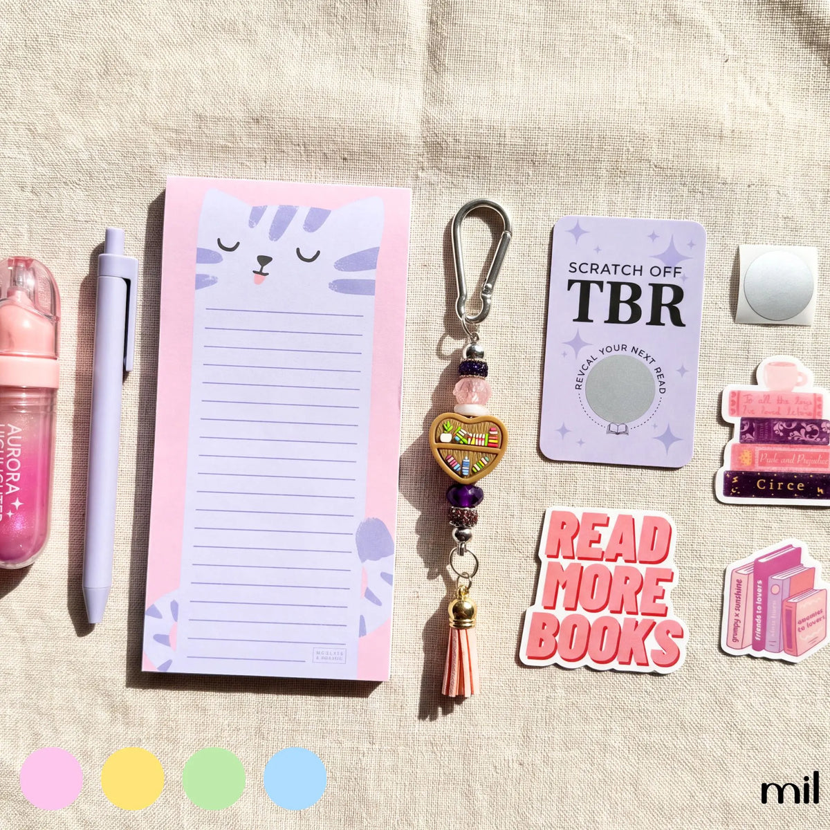 Cat Notepad Stationery Book Club Bookish Bundle
