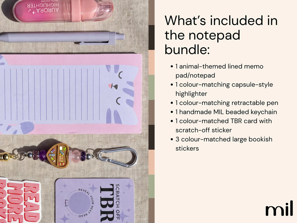 Cat Notepad Stationery Book Club Bookish Bundle