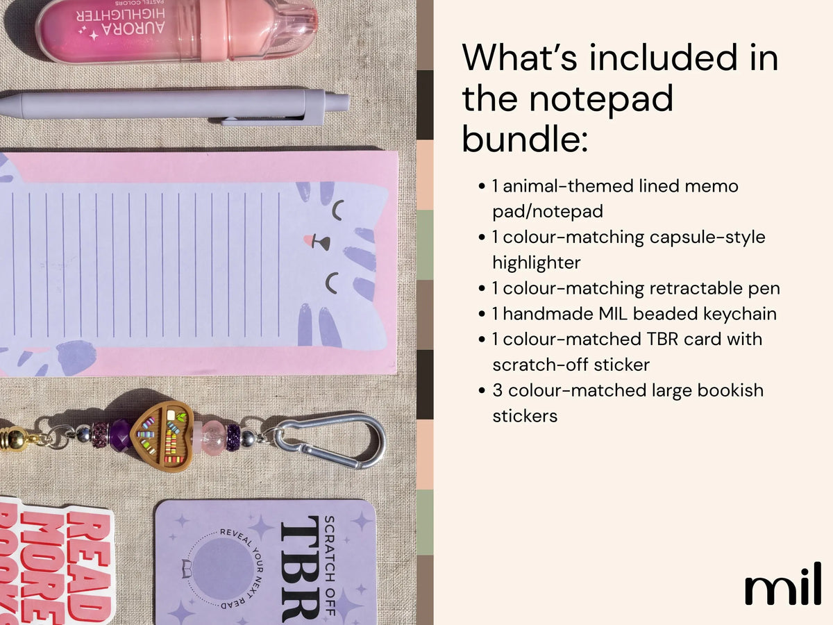 Cat Notepad Stationery Book Club Bookish Bundle