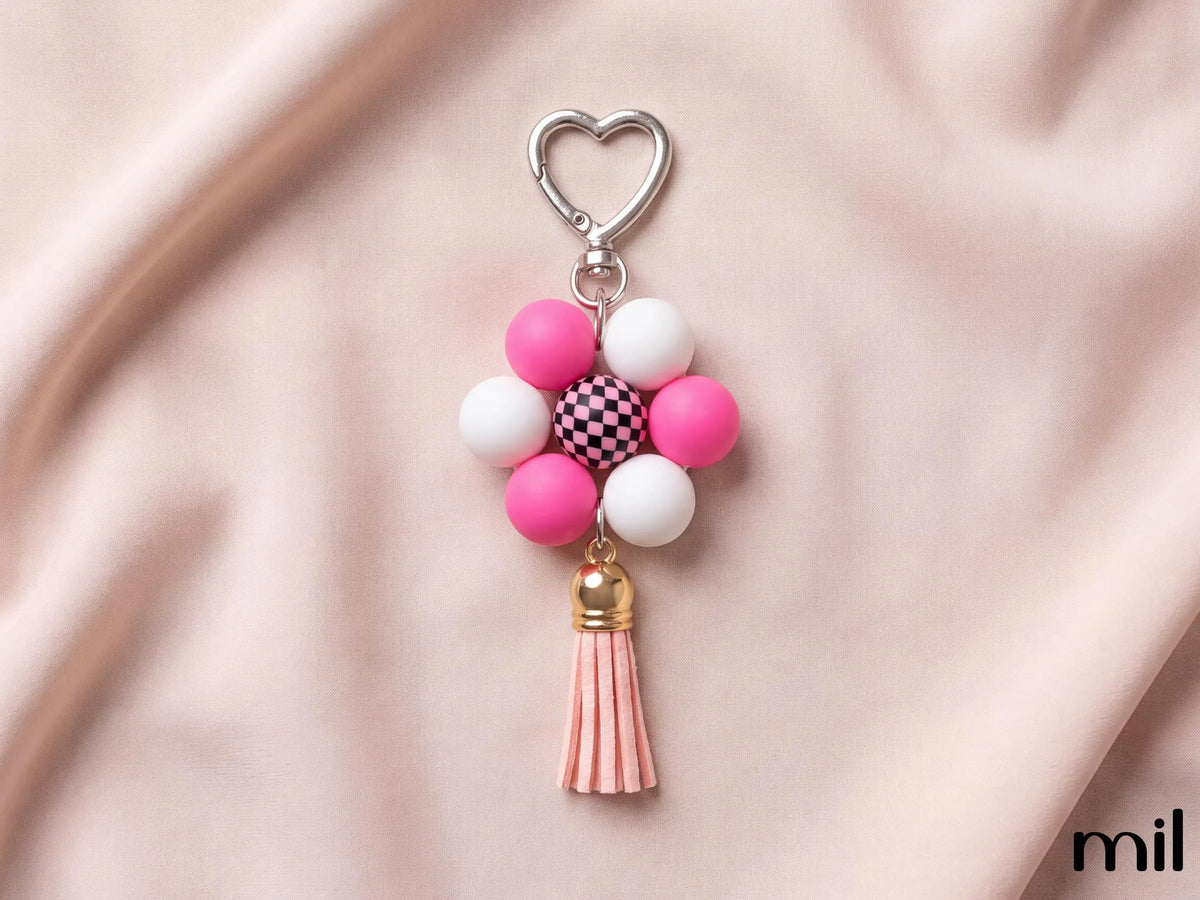 Beaded Flower Keychain | Handmade Silicone Beaded Flowers Bag Charm